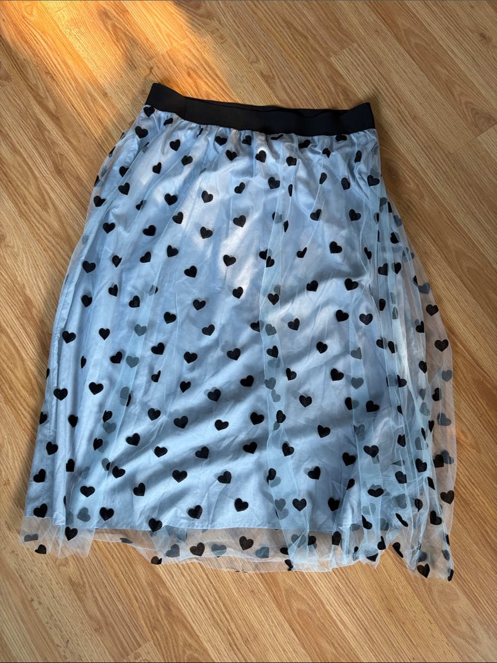 Black and blue heart tulle skirt